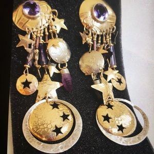Beautiful Tabra earrings with star features beads and stars, vintage and Signed.
